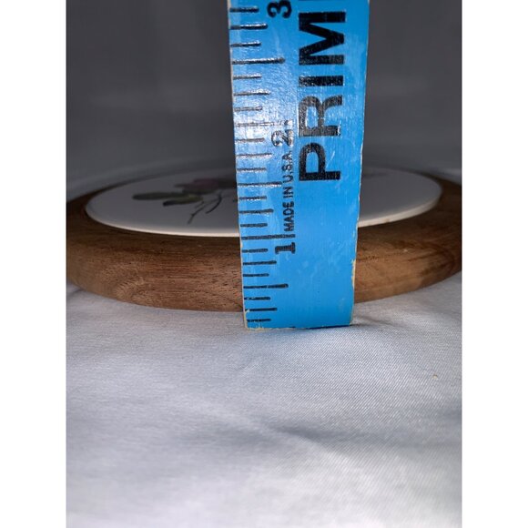 Wood Trivet with Ceramic Purple and Yellow Floral Trivet Giftwood Inc Tenn - Picture 3 of 5